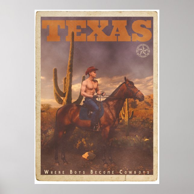 Vintage Texas Cowboy Poster (Frente)