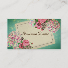 vintage theme, floral, retro cartão de visita