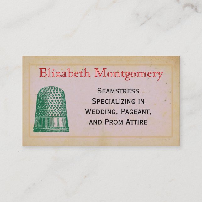 Vintage Thimble Seamstress Cartões de visitas (Frente)