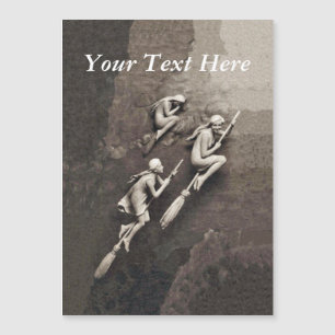 Vintage Three Halloween Bruxas Voando Vassouras