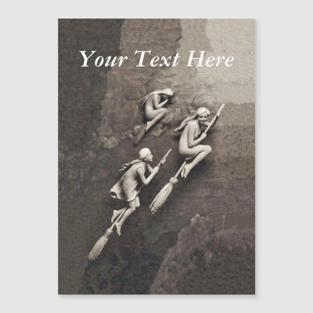 Vintage Three Halloween Bruxas Voando Vassouras (Frente)