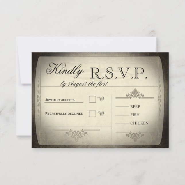 Vintage Ticket Wedding RSVP (Frente)