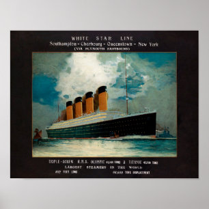 Vintage Titanic White Star Line Art Poster