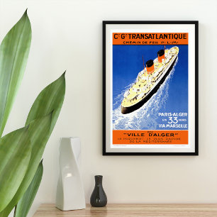 Vintage TransAtlantic Cruise Ship Poster