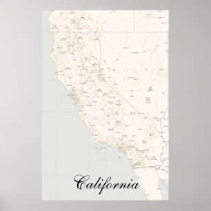 Vintage Treasure Map Poster California