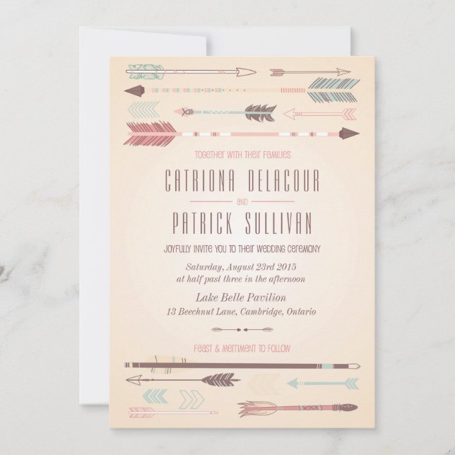Vintage Tribal Arrows Convite para Casamento (Frente)