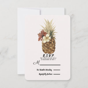 Vintage Tropical Pineapple Hibiscus Casamento RSVP