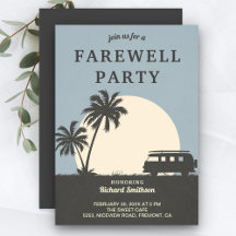 Vintage Tropical Van Farewell Convite de festas