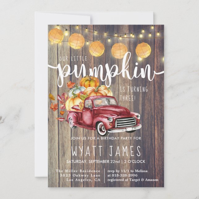 Vintage Truck Rustic Barnwood Autumn Birday (Frente)