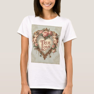 Vintage "True Love" Cherub e Floral T-Shirt