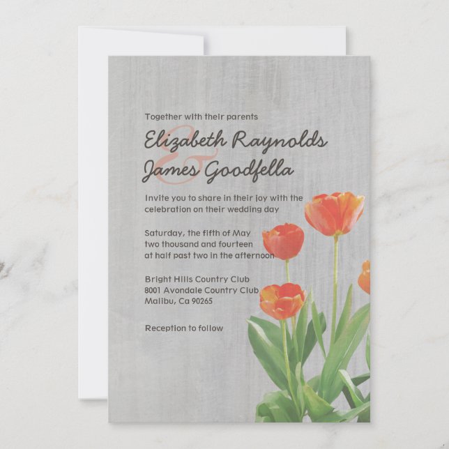 Vintage Tulips Convites De Casamento (Frente)