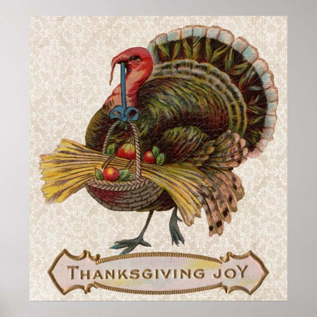 vintage turkey joy poster (Frente)