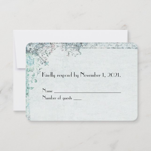 Vintage turquoise floral border RSVP (Frente)