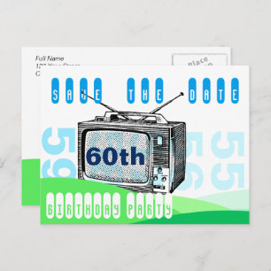 Vintage TV 60th Birthday Salve o cartão postal da