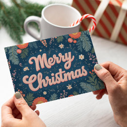 Vintage Typografia Não Foto Feliz Cartão de Natal