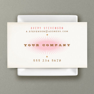Vintage Typografia Rosa SunBurst Cartão de visita