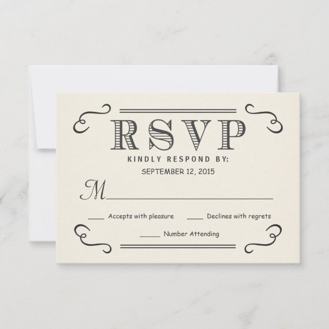 Vintage Typografia Rustic RSVP WedResponse (Frente)