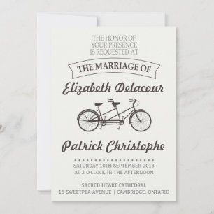 Vintage Typografia Twin Bike Casamento Convite