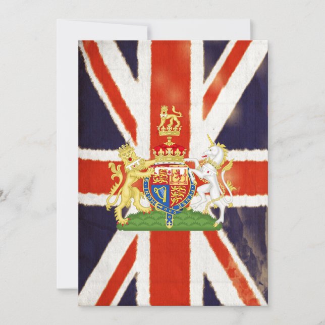 Vintage Union Jack com convites da brasão (Frente)