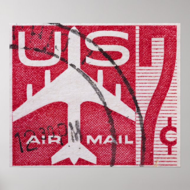 Vintage US Air Mail Poster de viagens (Frente)