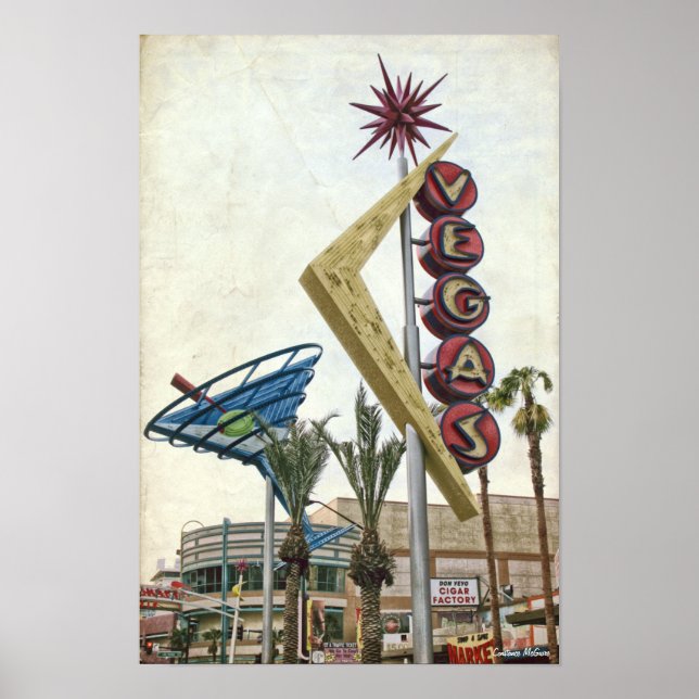 Vintage Vegas Neon Sinal Poster (Frente)