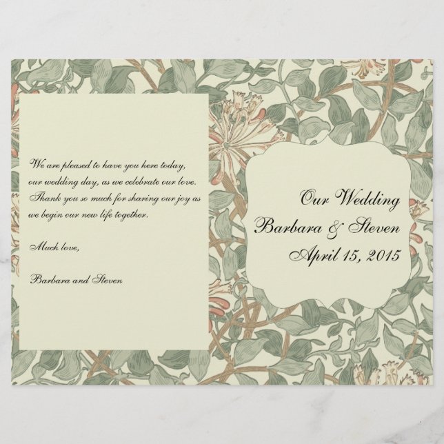 Vintage Verde Suave William Morris Honeysuckle (Frente)