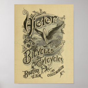 Vintage Victor Bicycle Magazine Ad Art Poster 1886