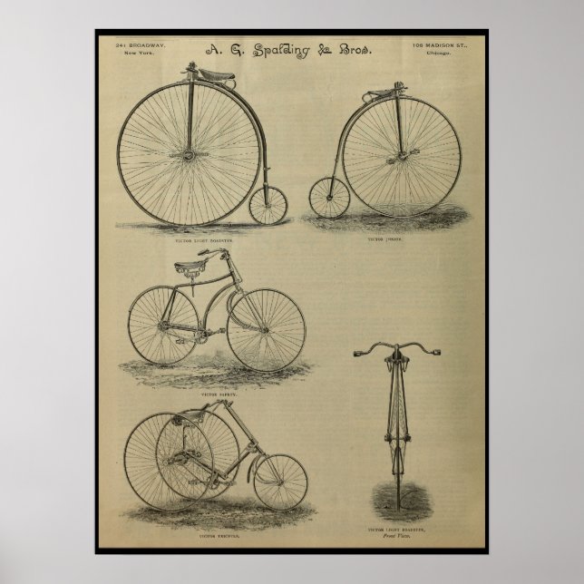 Vintage Victor Bicycle Magazine Ad Art Poster 1887 (Frente)