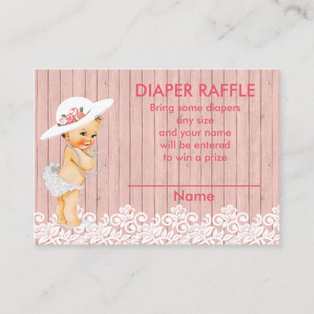 Vintage Victorian Chá de fraldas Raffle Inserção (Frente)