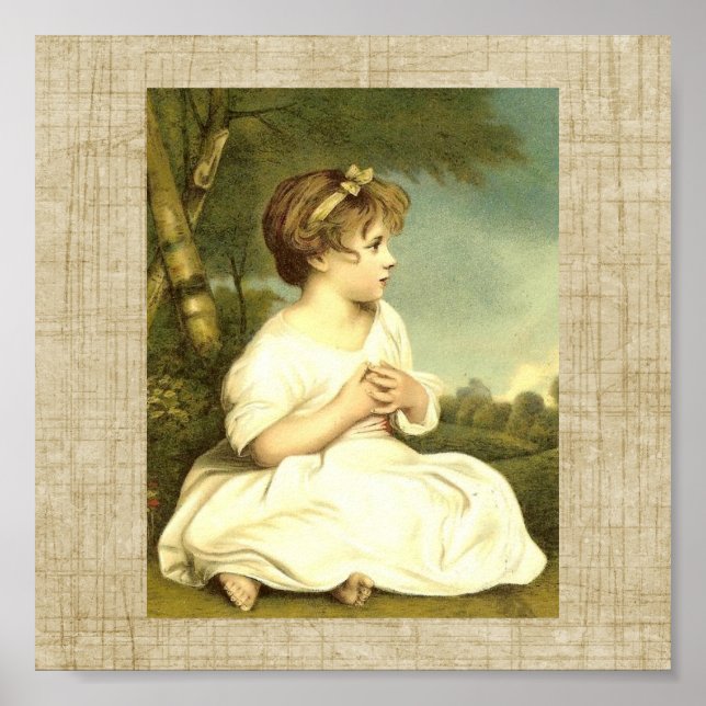 Vintage Victorian Child Sunrise Art Impressão (Frente)