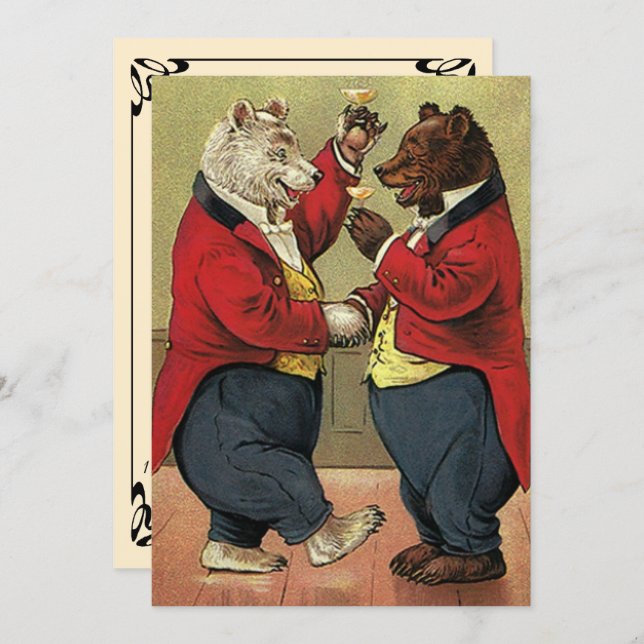 Vintage Victorian Dancing Bears Convite (Frente/Verso)