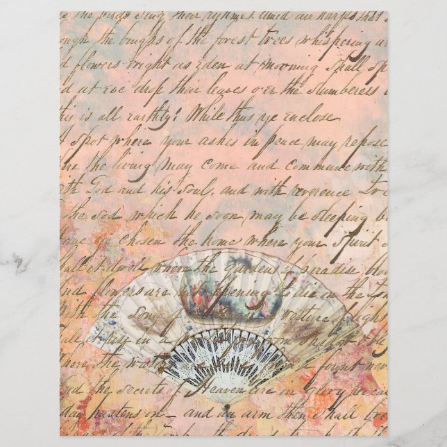 Vintage Victorian Fan Old Escrevendo (Frente)