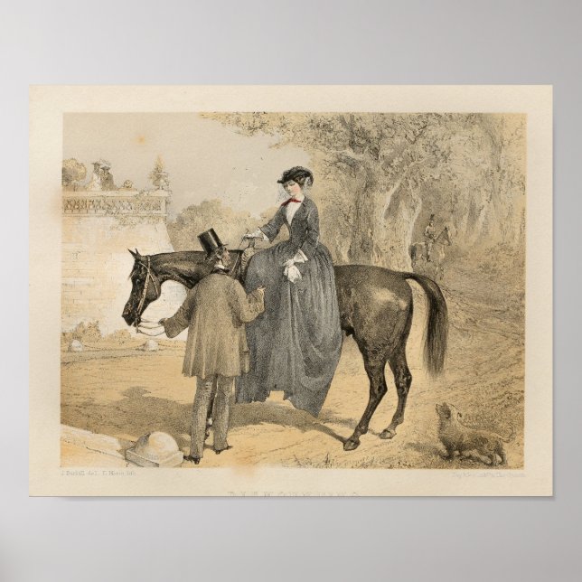 Vintage Victorian Female Equestrian Art Impressão  (Frente)