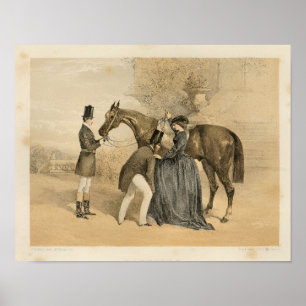 Vintage Victorian Female Equestrian Art Impressão 