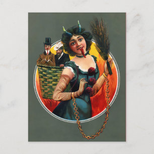Vintage Victorian Female Krampus Cartão postal