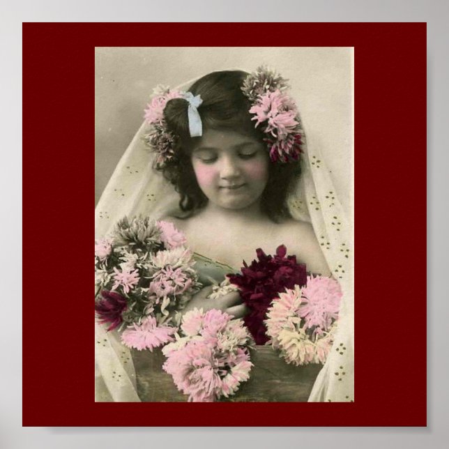 Vintage Victorian Flower Girl Impressão (Frente)