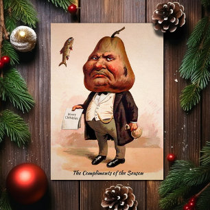 Vintage Victorian Grumpy Pear Head Cartão de Natal
