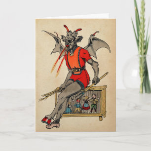 Vintage Victorian Krampus Cartão de Natal
