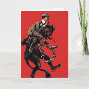 Vintage Victorian Krampus Cartão de Natal