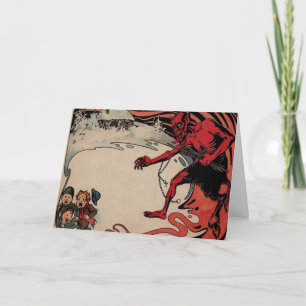 Vintage Victorian Krampus Cartão de Natal