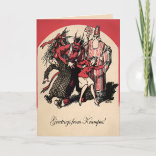 Vintage Victorian Krampus Cartão de Natal