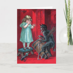 Vintage Victorian Krampus Cartão de Natal