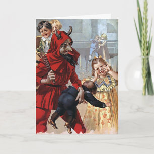 Vintage Victorian Krampus Cartão de Natal