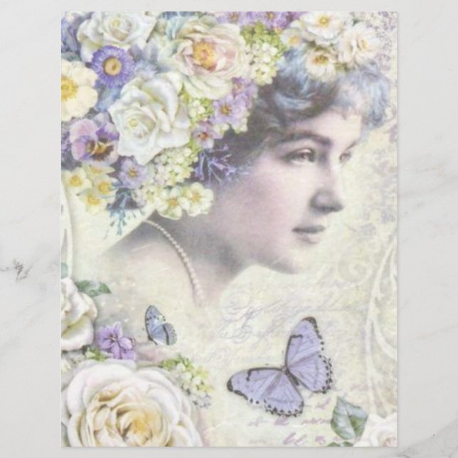 Vintage Victorian Lady Decoupage Scrapbook Paper (Frente)