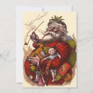 Vintage Victorian Santa Claus Convite de Natal
