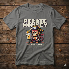Vintage Video Game Pirate Monkey T-Shirt