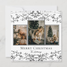 Vintage Vines Cartão de Feriado de 3 Fotografias Ú