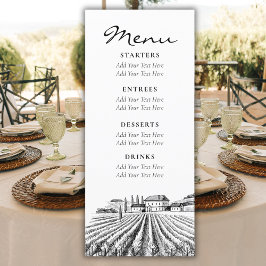 Vintage Vinyard Menu de Casamento Russo Minimalist