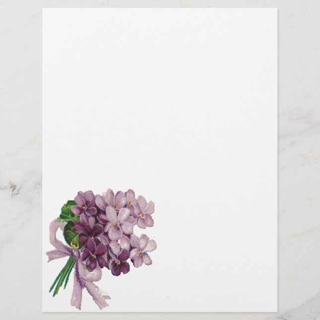 Vintage Violets Nosegay Buquê Letterhead (Frente)