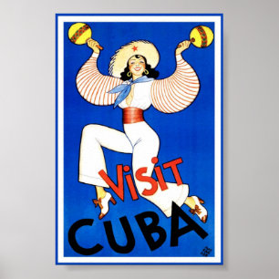 Vintage Visite Cuba Viagem Classic Poster